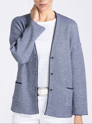 MAISON SOLFIN - Veste femme en laine mérinos bleu marine