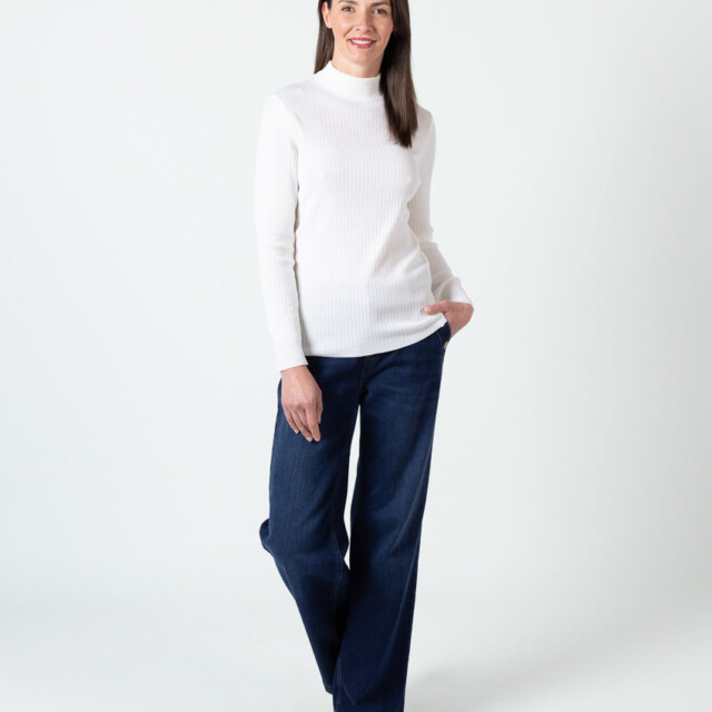 Maison-solfin - Pull chaussette femme col cheminee laine mérinos Blanc – 5