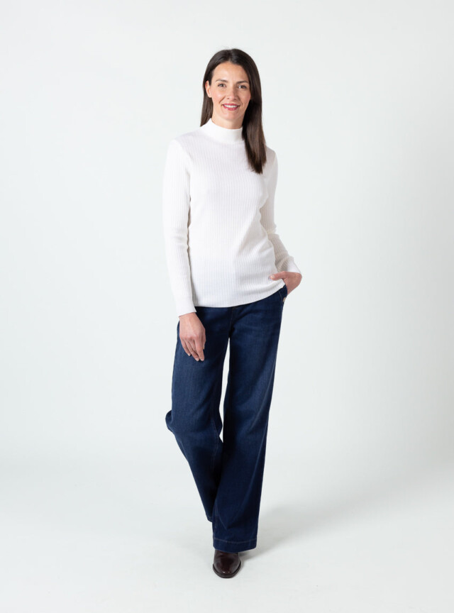 Maison-solfin - Pull chaussette femme col cheminee laine mérinos Blanc – 5