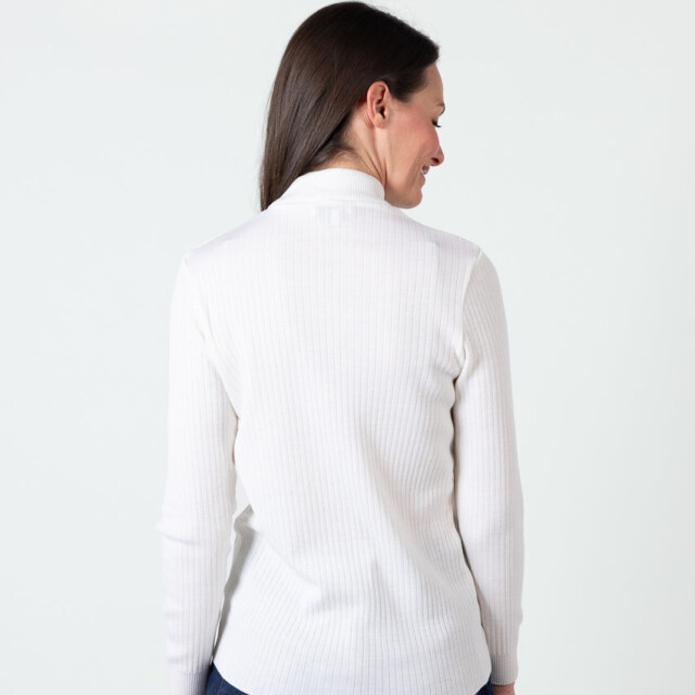 Maison-solfin - Pull chaussette femme col cheminee laine mérinos Blanc – 5
