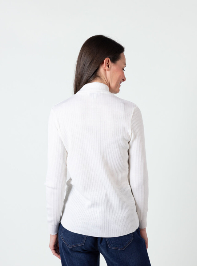 Maison-solfin - Pull chaussette femme col cheminee laine mérinos Blanc – 5