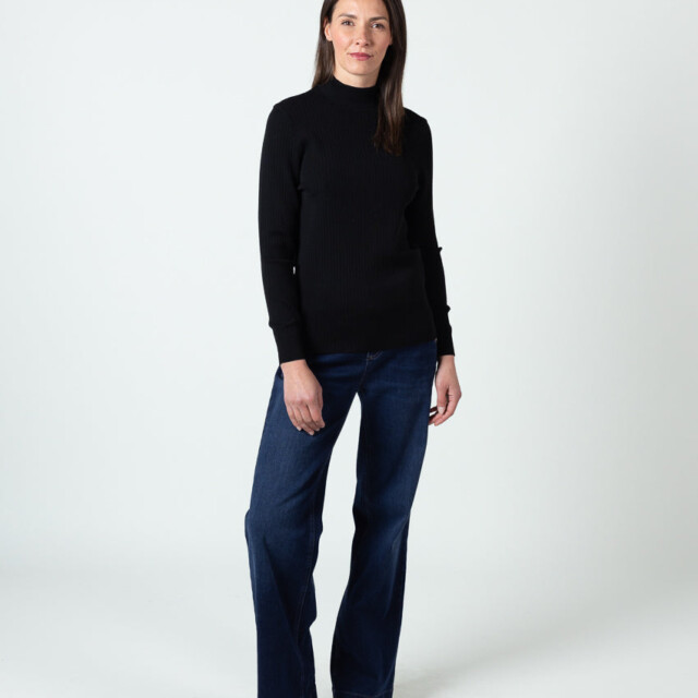 Maison-solfin - Pull chaussette femme col cheminee laine mérinos Noir – 5