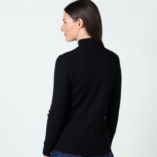 Maison-solfin - Pull chaussette femme col cheminee laine mérinos Noir – 5