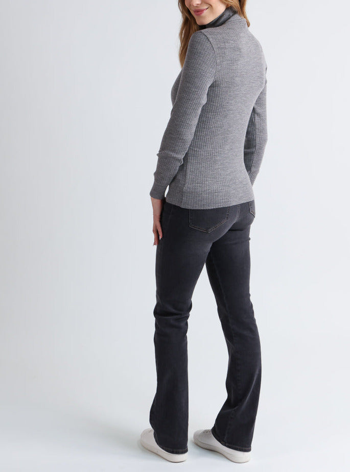 Maison-solfin - Pull chaussette femme col roule en laine mérinos Gris Léger – 5