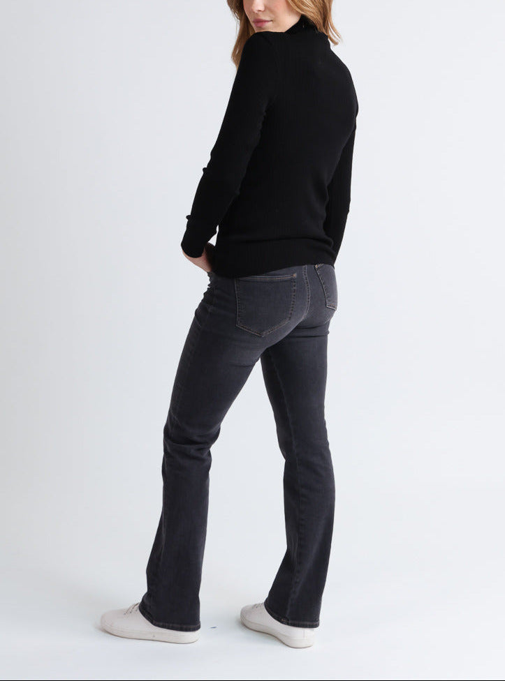 Maison-solfin - Pull chaussette femme col roule en laine merinos Noir – 5