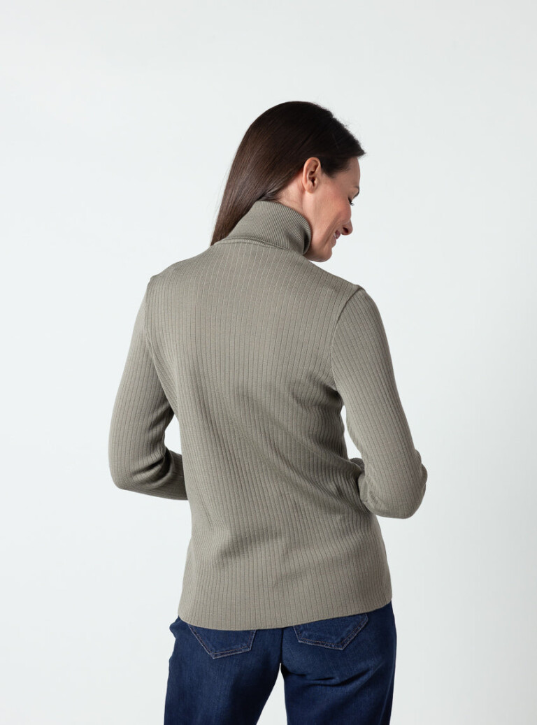 Maison-solfin - Pull chaussette femme col roule en laine mérinos Vert Olive – 5