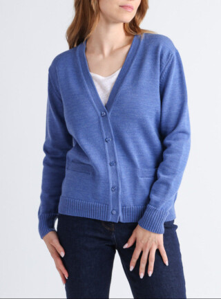 Gilet femme en laine bleu élégant par la marque MAISON SOLFIN MAISON SOLFIN - Gilet femme en laine bleu élégant