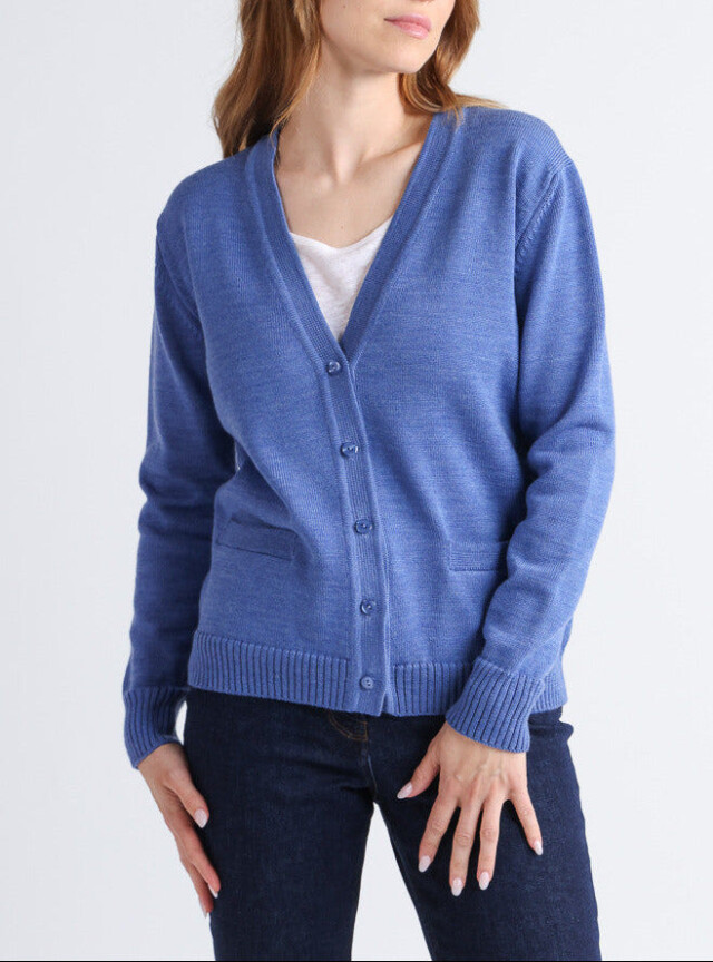 Gilet femme en laine bleu élégant par la marque MAISON SOLFIN MAISON SOLFIN - Gilet femme en laine bleu élégant