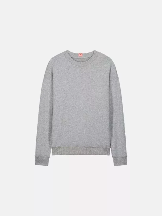 1083 - SWEAT 752 COTON UNI col rond gris chiné