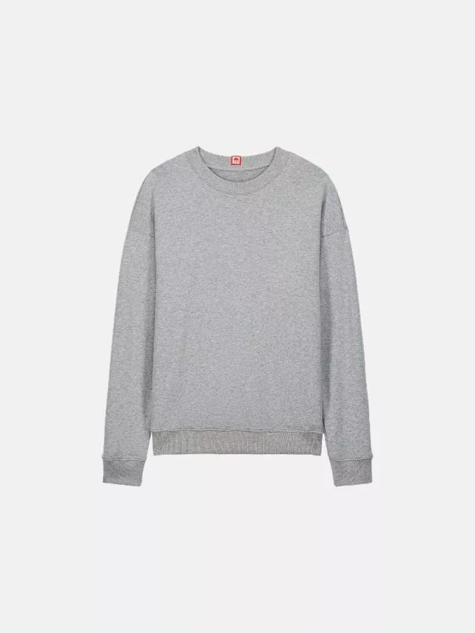 752 x00 1083 - SWEAT 752 COTON UNI col rond gris chiné