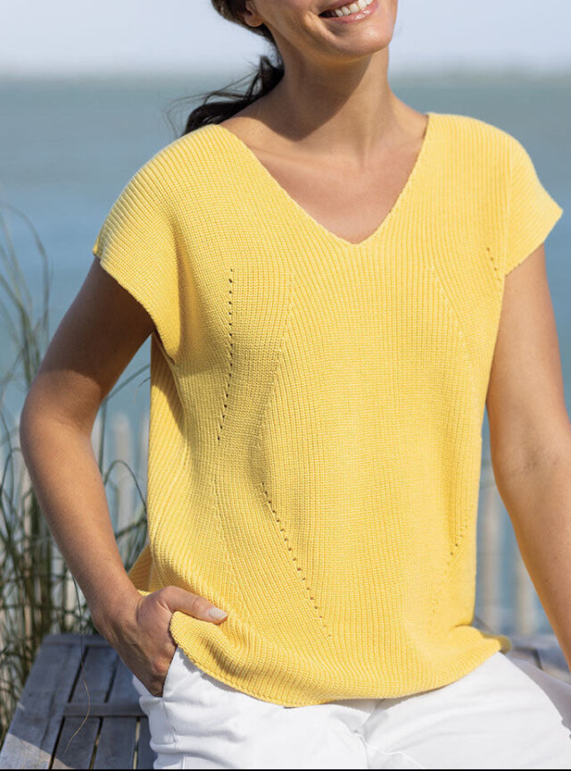 MAISON SOLFIN - Pull sans manches femme jaune