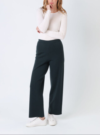 MAISON SOLFIN - Pantalon femme en laine mérinos vert