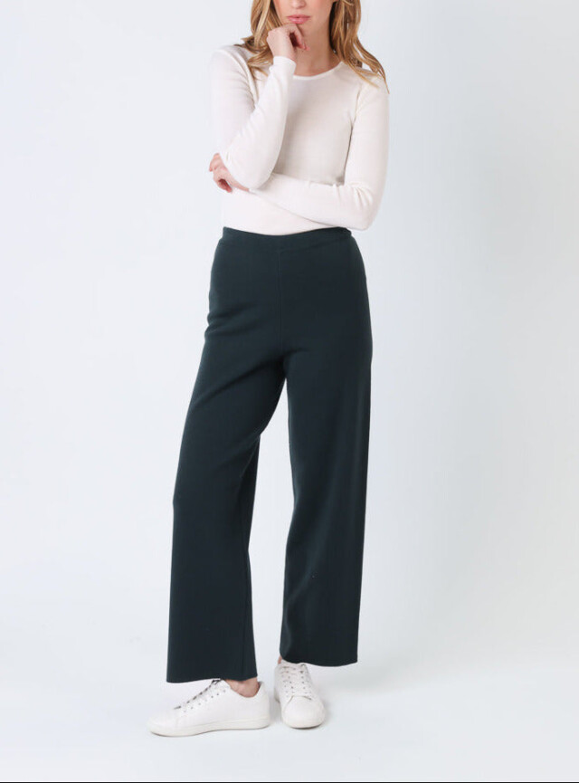 Pantalon femme en laine mérinos vert par la marque MAISON SOLFIN MAISON SOLFIN - Pantalon femme en laine mérinos vert