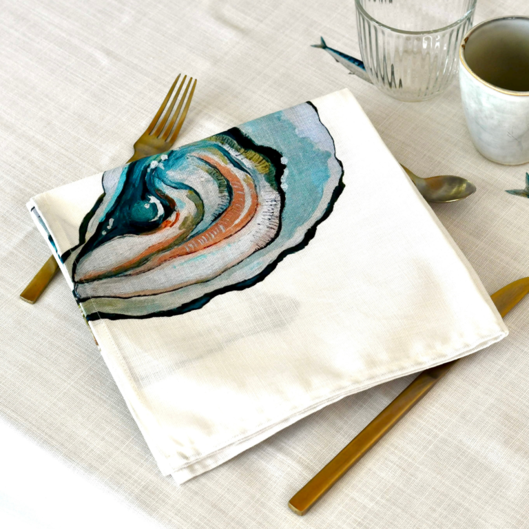 varek.illustrations - Pack de 4 serviettes de table : La Marée Nacrée