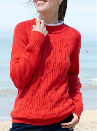 MAISON SOLFIN - Pull femme en laine mérinos rouge doux