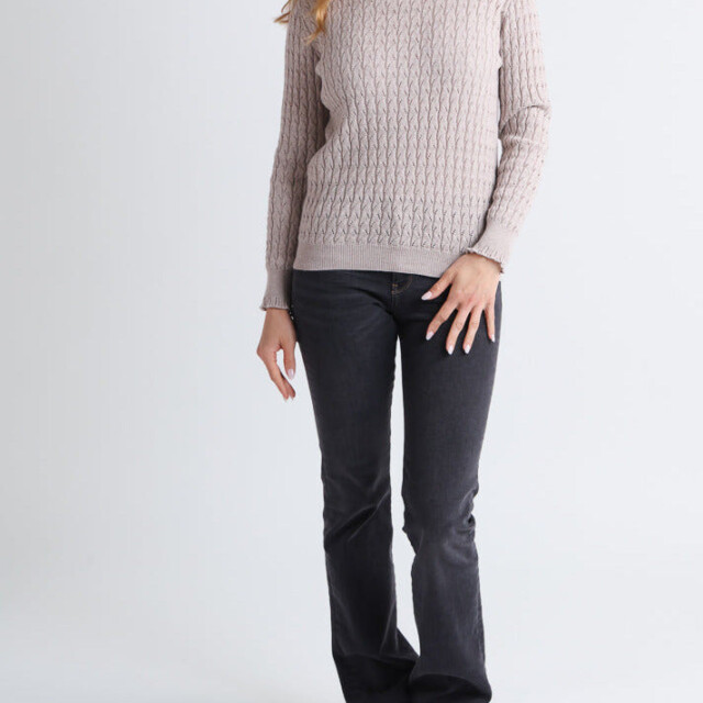 Maison Solfin - Pull femme maille fantaisie en laine beige – 50