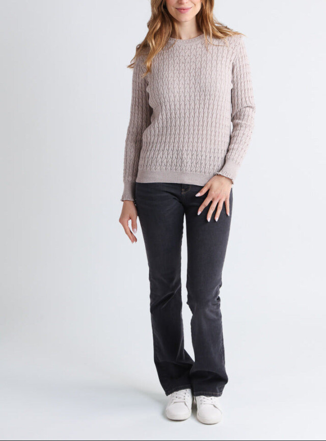 Maison Solfin - Pull femme maille fantaisie en laine beige – 50