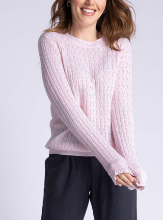 MAISON SOLFIN - Pull femme maille fantaisie en laine rose
