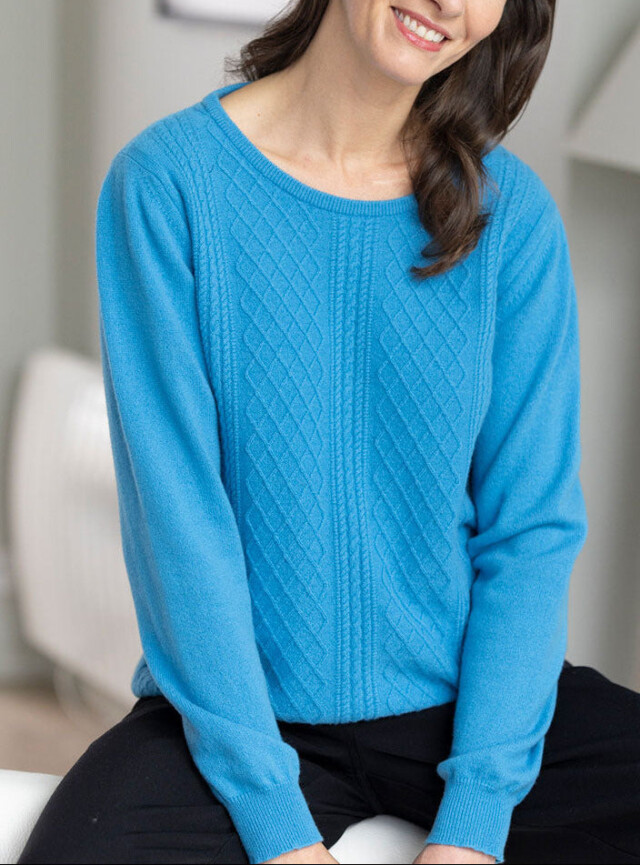 MAISON SOLFIN - Pull femme cachemire et laine bleu céleste