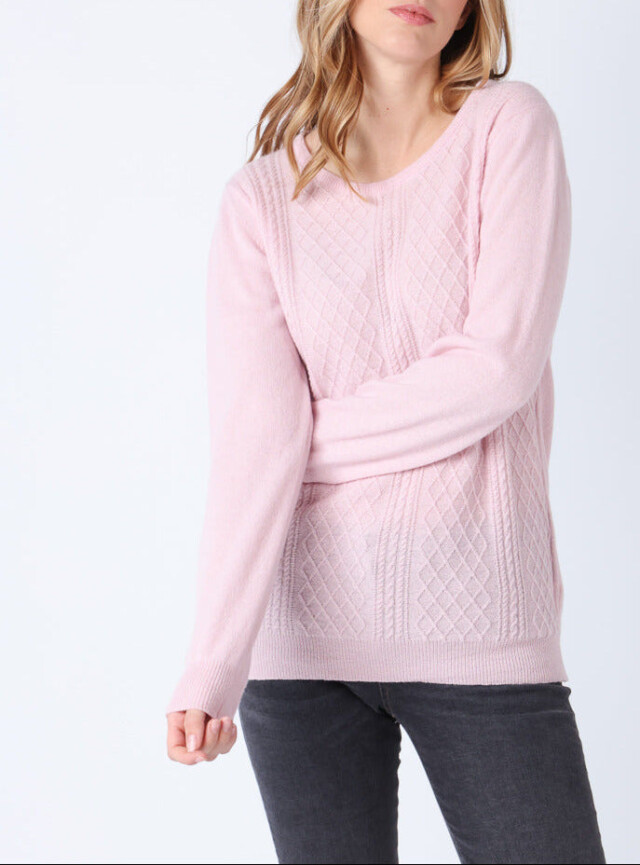 Pull femme cachemire et laine rose pale par la marque MAISON SOLFIN MAISON SOLFIN - Pull femme cachemire et laine rose pale