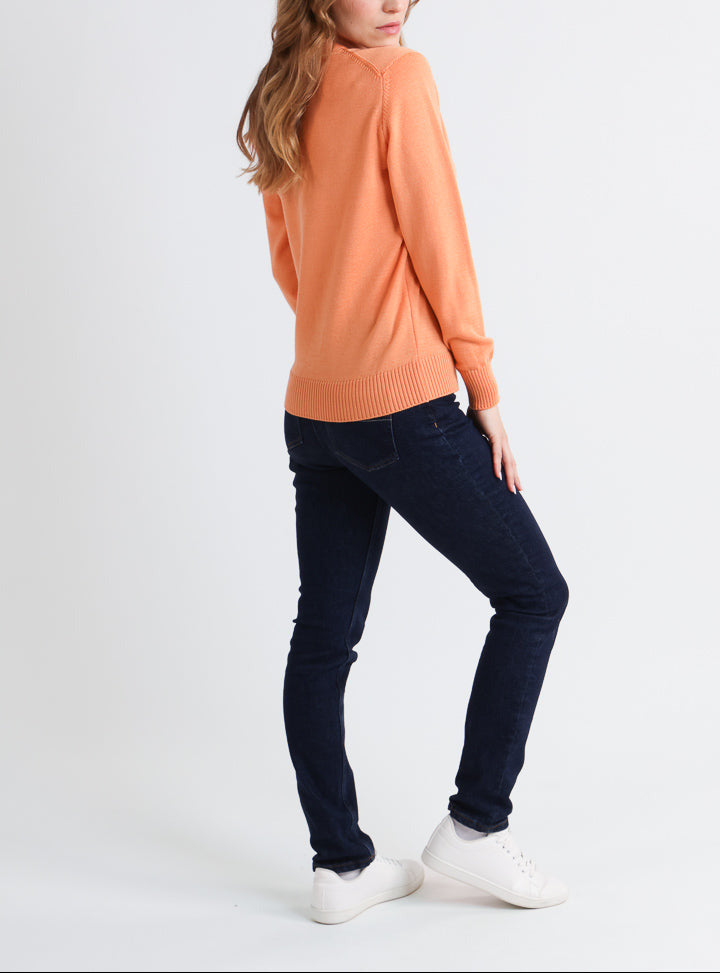 Maison-solfin - Pull épais femme en laine Orange Leger – 50