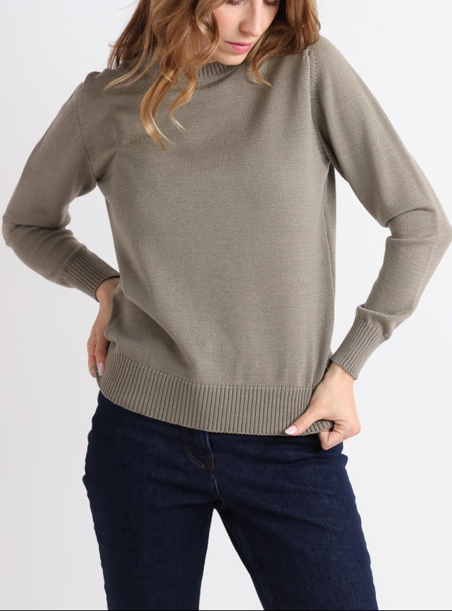 MAISON SOLFIN - Pull épais femme en laine Vert Olive