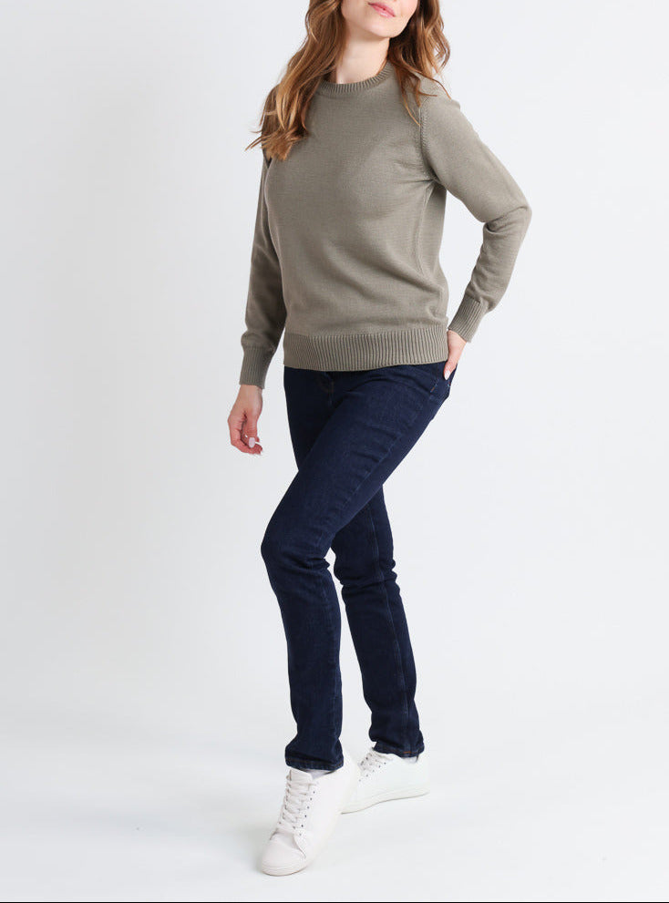 Maison-solfin - Pull épais femme en laine Vert Olive – 48