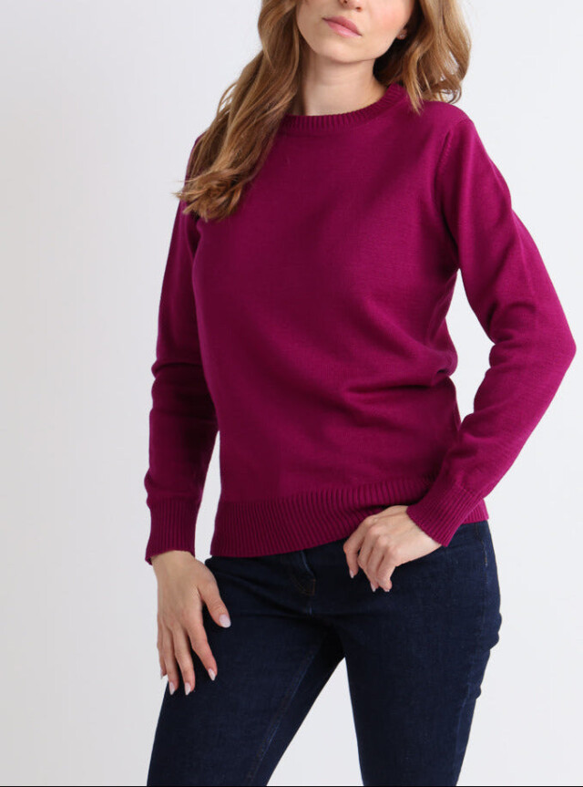 MAISON SOLFIN - Pull épais femme en laine Violet Amethyste