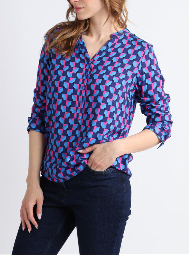 Blouse femme en viscose chaude bleu par la marque MAISON SOLFIN MAISON SOLFIN - Blouse femme en viscose chaude bleu