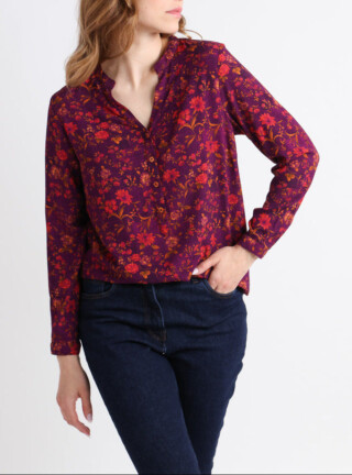 MAISON SOLFIN - Blouse femme en viscose chaude floral violine