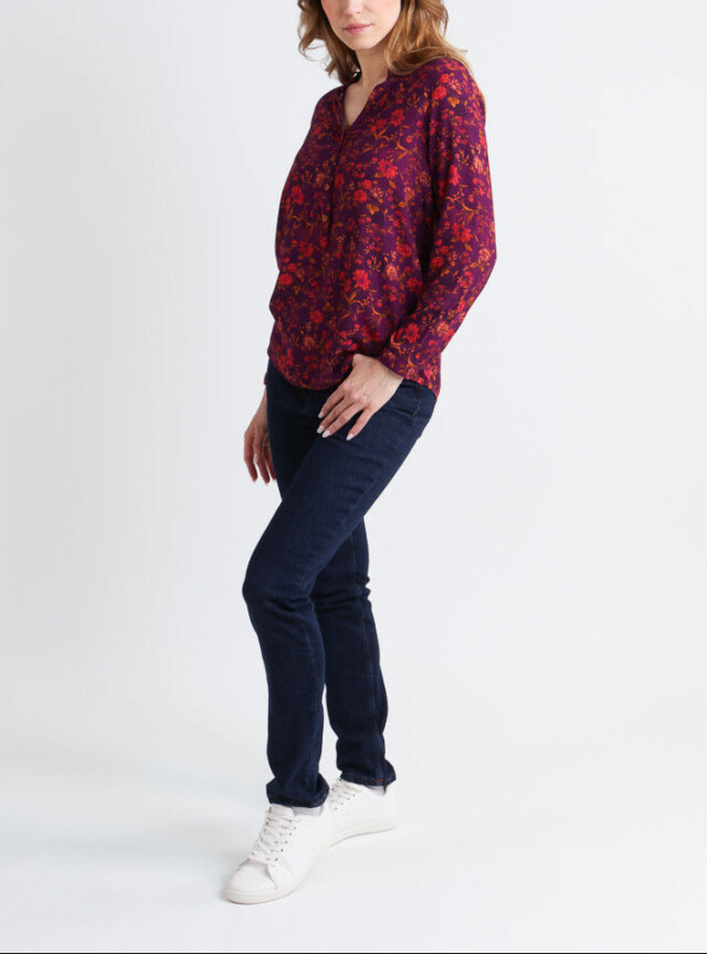 Maison Solfin - Blouse femme en viscose chaude floral violine – 52