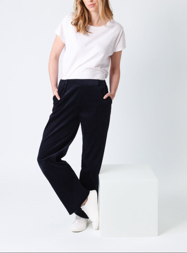 MAISON SOLFIN - Pantalon large femme bleu marine