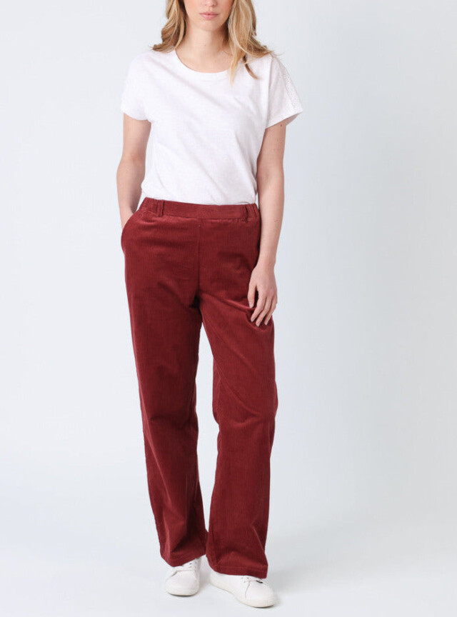 Pantalon large femme rouge brun par la marque MAISON SOLFIN MAISON SOLFIN - Pantalon large femme rouge brun