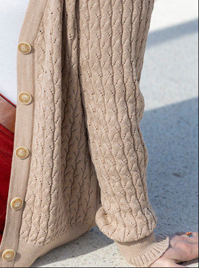 Gilet femme en laine mérinos beige chaud par la marque MAISON SOLFIN MAISON SOLFIN - Gilet femme en laine mérinos beige chaud
