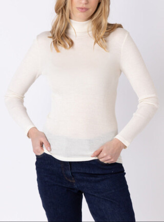 MAISON SOLFIN - Pull chaussette femme col montant blanc