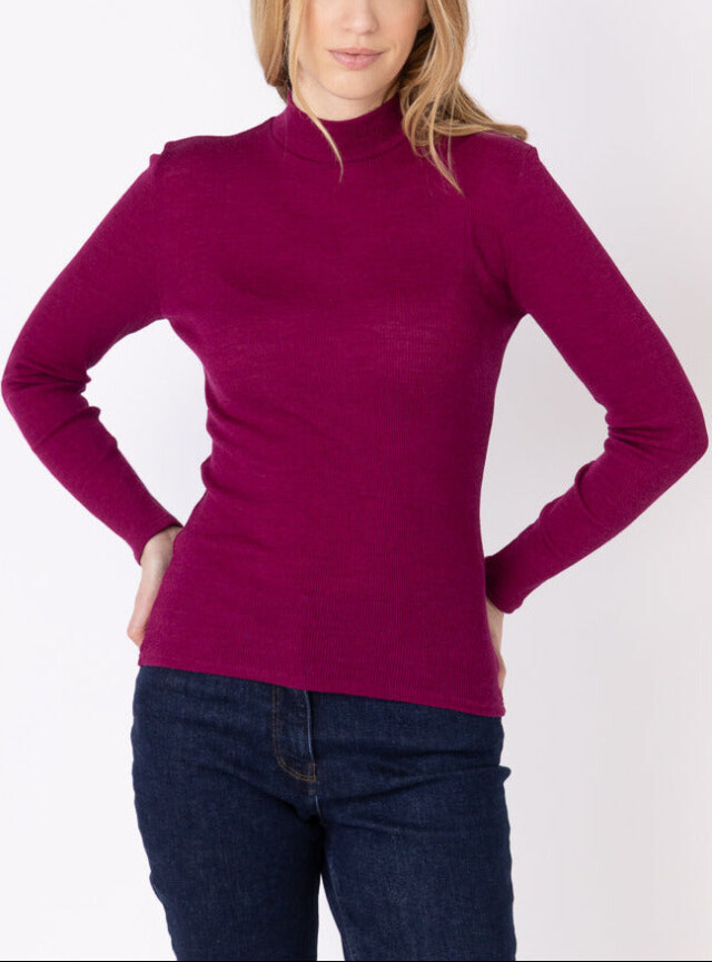 MAISON SOLFIN - Pull chaussette femme col montant violet