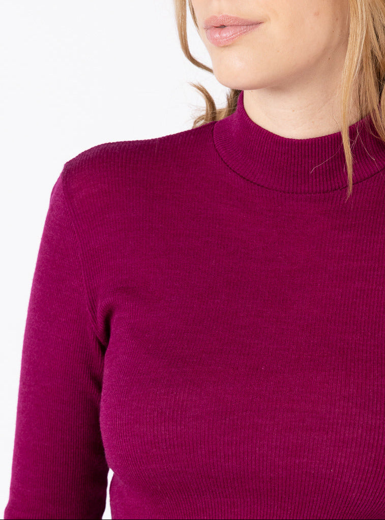Maison Solfin - Pull chaussette femme col montant violet – 5