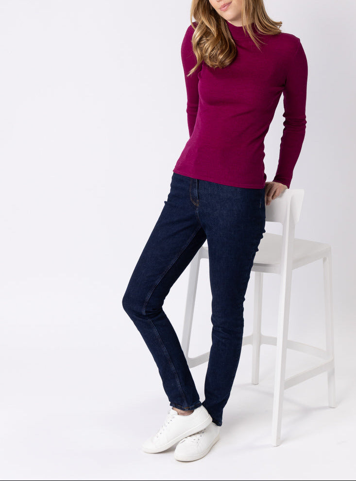 Maison Solfin - Pull chaussette femme col montant violet – 5
