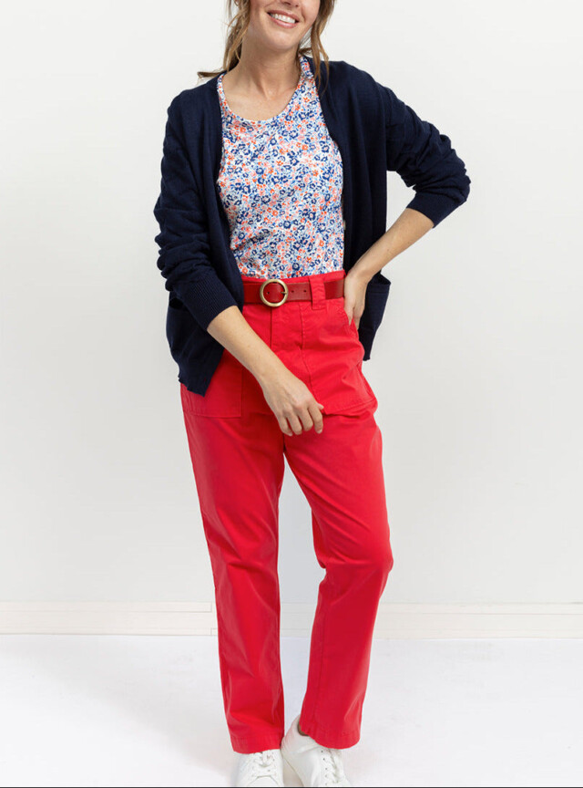 Pantalon femme taille haute rouge par la marque MAISON SOLFIN MAISON SOLFIN - Pantalon femme taille haute rouge