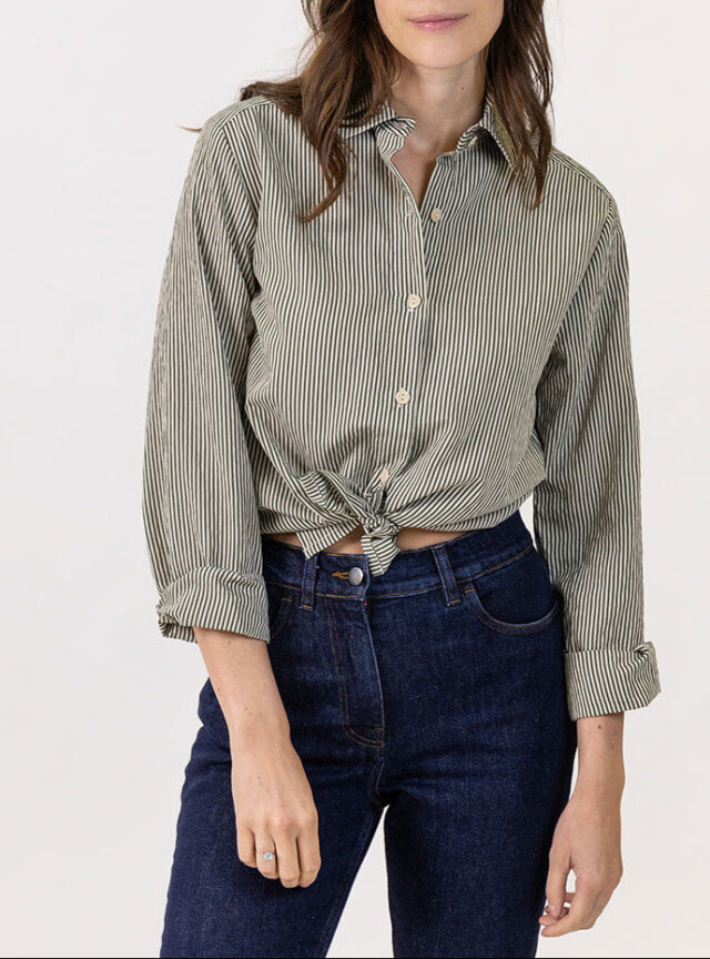 Chemise femme décontractée vert bronze par la marque MAISON SOLFIN MAISON SOLFIN - Chemise femme décontractée vert bronze