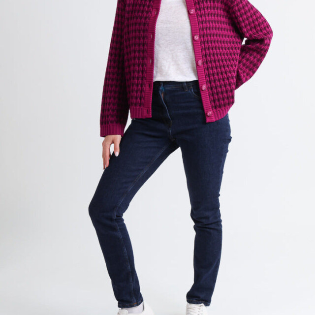 Maison Solfin - Veste femme en laine mérinos rayée violet – 4
