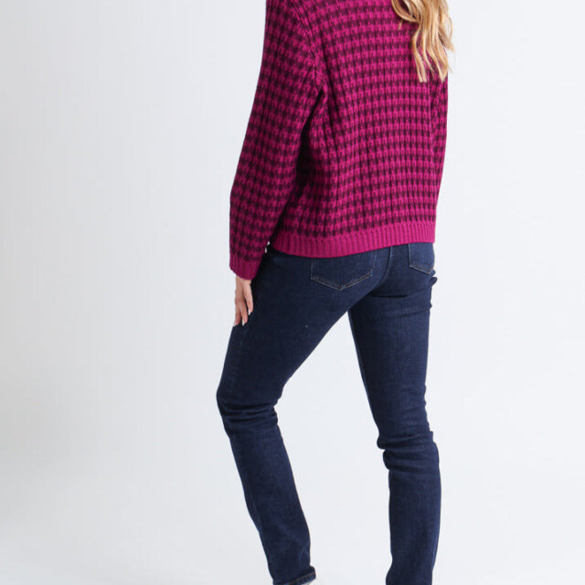 Maison Solfin - Veste femme en laine mérinos rayée violet – 4