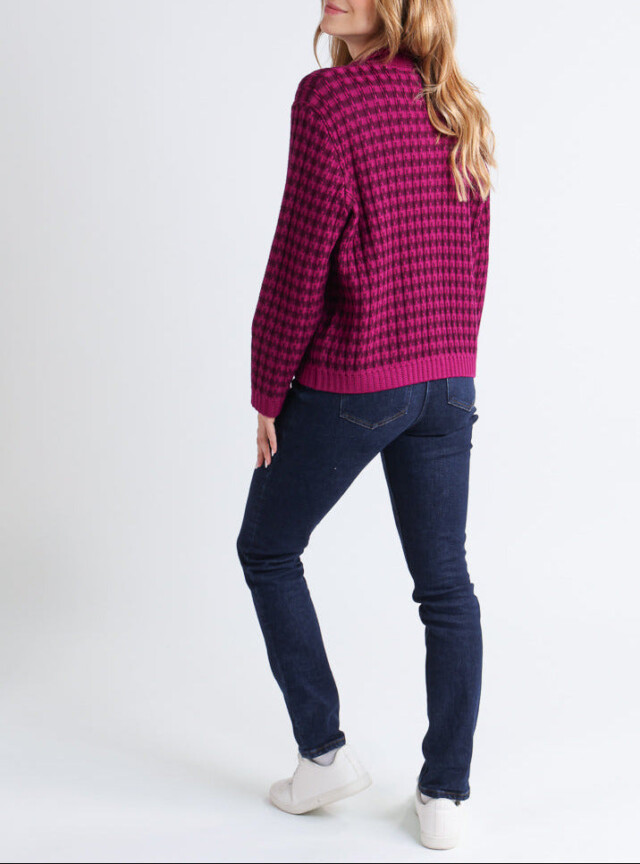 Maison Solfin - Veste femme en laine mérinos rayée violet – 4