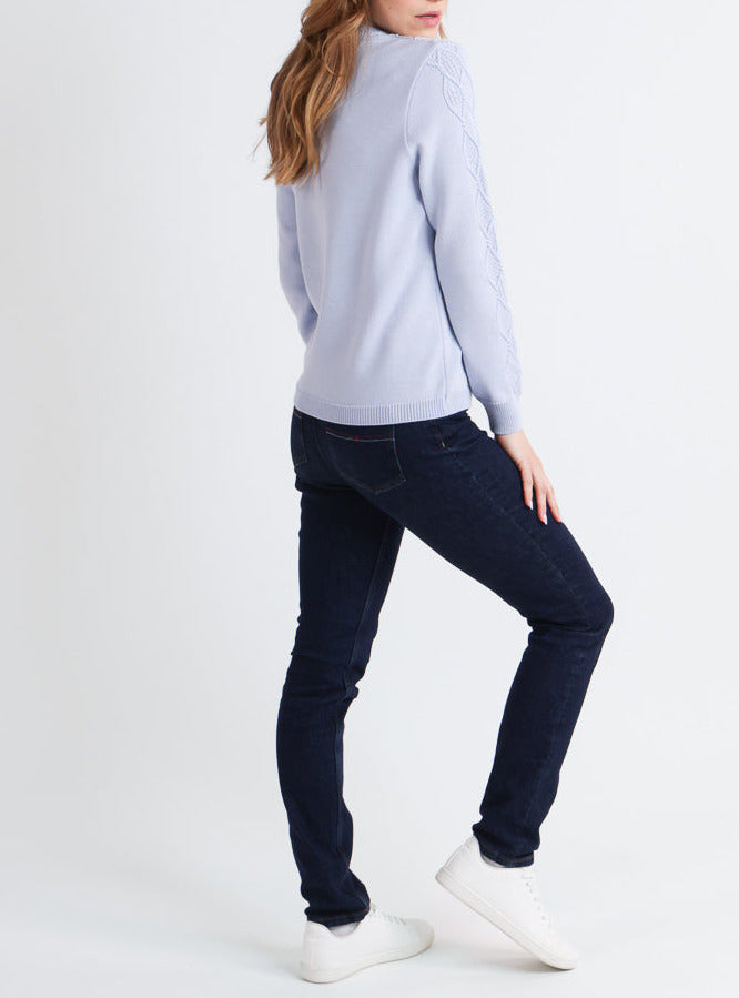 Maison Solfin - Pull femme laine mérinos torsades bleu – 42