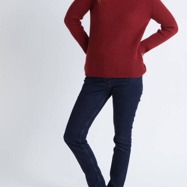 Maison Solfin - Pull femme en maille anglaise rouge – 4
