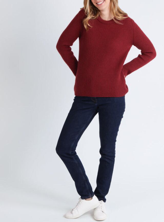 Maison Solfin - Pull femme en maille anglaise rouge – 4