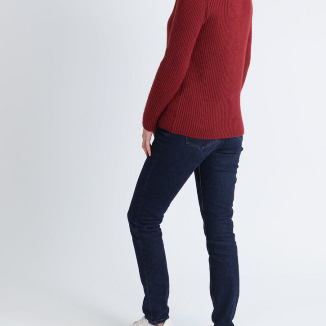 Maison Solfin - Pull femme en maille anglaise rouge – 4