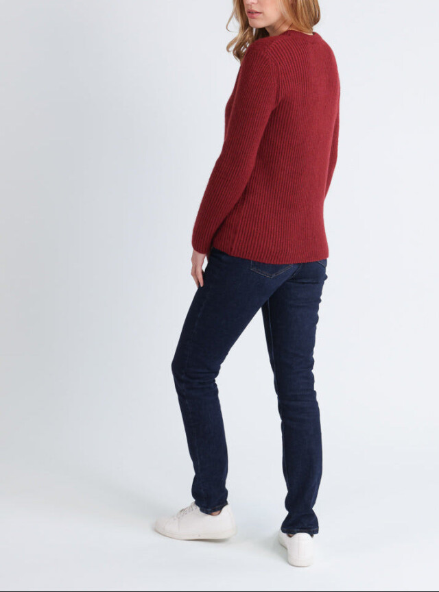 Maison Solfin - Pull femme en maille anglaise rouge – 4