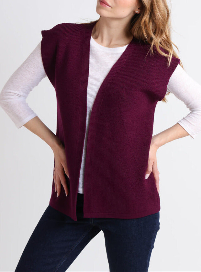 7781 violet nuit gilet 1 Maison Solfin - Gilet sans manches femme en laine violet – 3