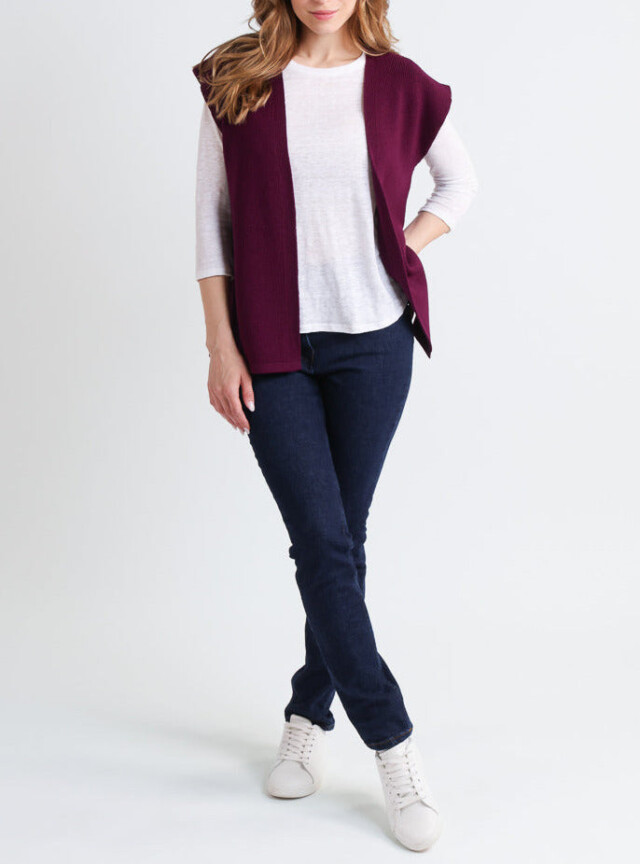 Maison Solfin - Gilet sans manches femme en laine violet – 3